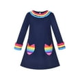 thumbnail image 1 of Robe Fille Arc-en-Ciel Fleur Poche Manches Longues Coton Décontracté 3 Ans, 1 of 6