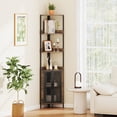 thumbnail image 2 of Gymax 6-Tier Corner Shelf 67'' Tall Corner Bookshelf w/Cabinet & Adjustable Shelf Rustic Brown & White, 2 of 10