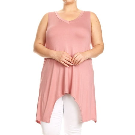 Plus Size Women's Sleeveless Solid Tunic Top