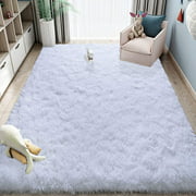 Homore Cute Velvet Carpet for Kids Bedroom Decoration, 4' x 5.9' , White