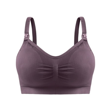 

Glonme Women Bralette Wide Shoulder Straps Bra Wirefree Underwear Work Comfort Bralettes Removable Full Coverage Bean Paste Color XL
