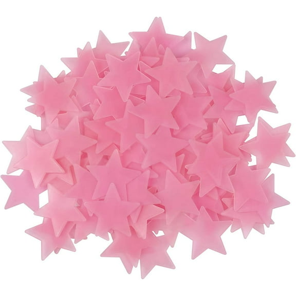 Zhuge 100-Piece Luminous Star Wall Stickers – Fluorescent Glow-in-the-Dark Decals for Bedroom & Ceiling Decor, pink