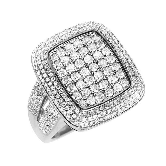 Pave Set Square Halo Split Shank Diamond Ring 2.6 Ct Diamond 14K White Gold Over