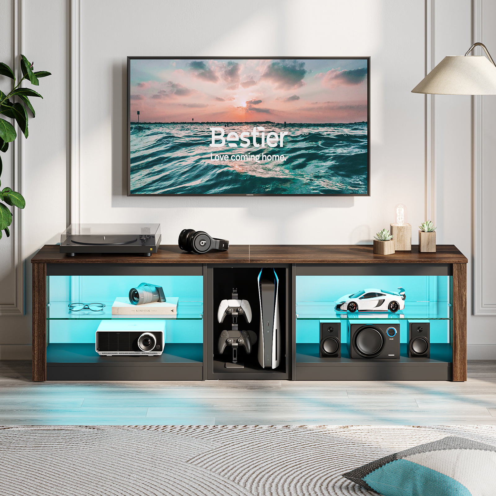 Bestier TV Stand for TVs up to 70” with RGB LED Lights