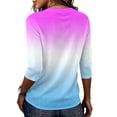 thumbnail image 6 of Domzest Womens Gradient Half Sleeve Tops Crew Neck Loose Fit Elbow Length Shirts Dressy Casual Summer Fall Lightweight Basic Blouse Sky Blue XXL, 6 of 6
