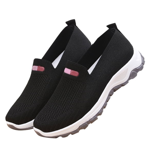 Zapatillas de deporte para mujer, sin cordones, de tejido de malla y suela suave, informales, para uso diario y al aire libre, color negro 39
