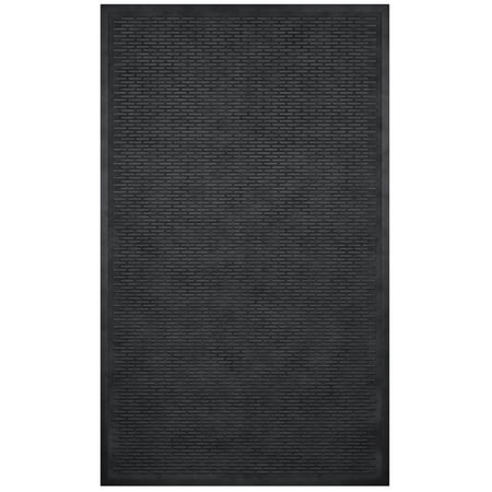 Ottomanson Heavy Duty Non-Slip Rubber Mat 35" x 60" Indoor Outdoor Waterproof Doormat for Entryway Garage Kitchen, Black