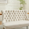 thumbnail image 4 of GZXS Modern Upholstered Banquette Dining Bench, 45.6" 2-Settee Tufted Bench Loveseat with Nailhead Trim, Silver Stainless Steel Legs for Dining/Living Room, Hallway/Entrance Seating, Beige Velvet, 4 of 10