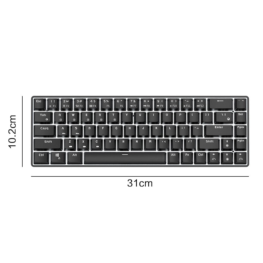 RK855 Dual Mode Bluetooth Mechanical Keyboard, 68-Key Portable Ergonomic Gaming Keyboard for PC