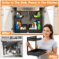 thumbnail image 6 of Eclaron 2-Pack Metal Under Sink Organizer, 2-Tier Pull-Out Cabinet Shelf with Adjustable Slide-Out Drawer for Kitchen and Bathroom, Black, 6 of 8