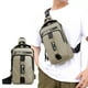 thumbnail image 1 of Mochila bandolera para hombre mujer | Bolsa de pecho ajustable para el hombro con orificio para auriculares | Poliéster ligero | Tamaño compacto para tabletas de 7,9" | Azul Caqui Gris Oscuro | 11,8, 1 of 7
