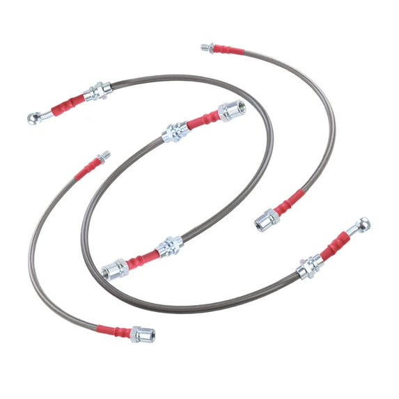 Compatible/Replacement For 1986-1991 Toyota Supra Stainless Steel Braided Cable Front & Rear Cable Oil Brake Line Kit Chrome/Red