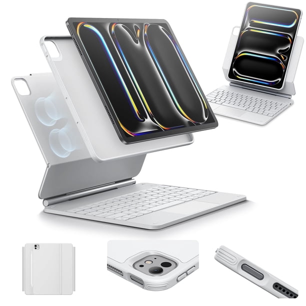 Funda con teclado ESR para iPad Pro 13 con soporte magnético, color blanco