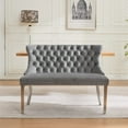 thumbnail image 3 of CQSXDA Velvet Double Dining Loveseat Bench , 2-Seat Tufted Design with Handmade Buttons and Wing Back Style, Gray, 3 of 21