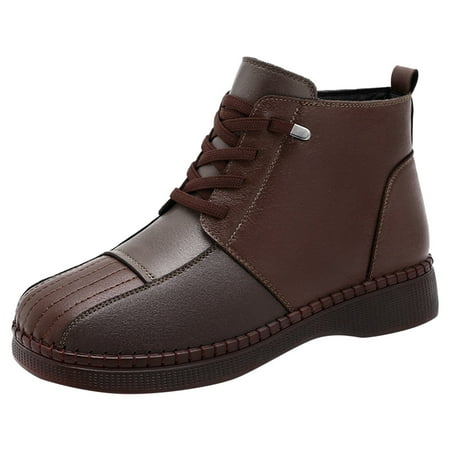 

PMUYBHF Women Snow Boots Fashionable Autumn And Winter New Pattern Simple Solid Color Thickened Warm And Comfortable Lace up Shoes 47.98