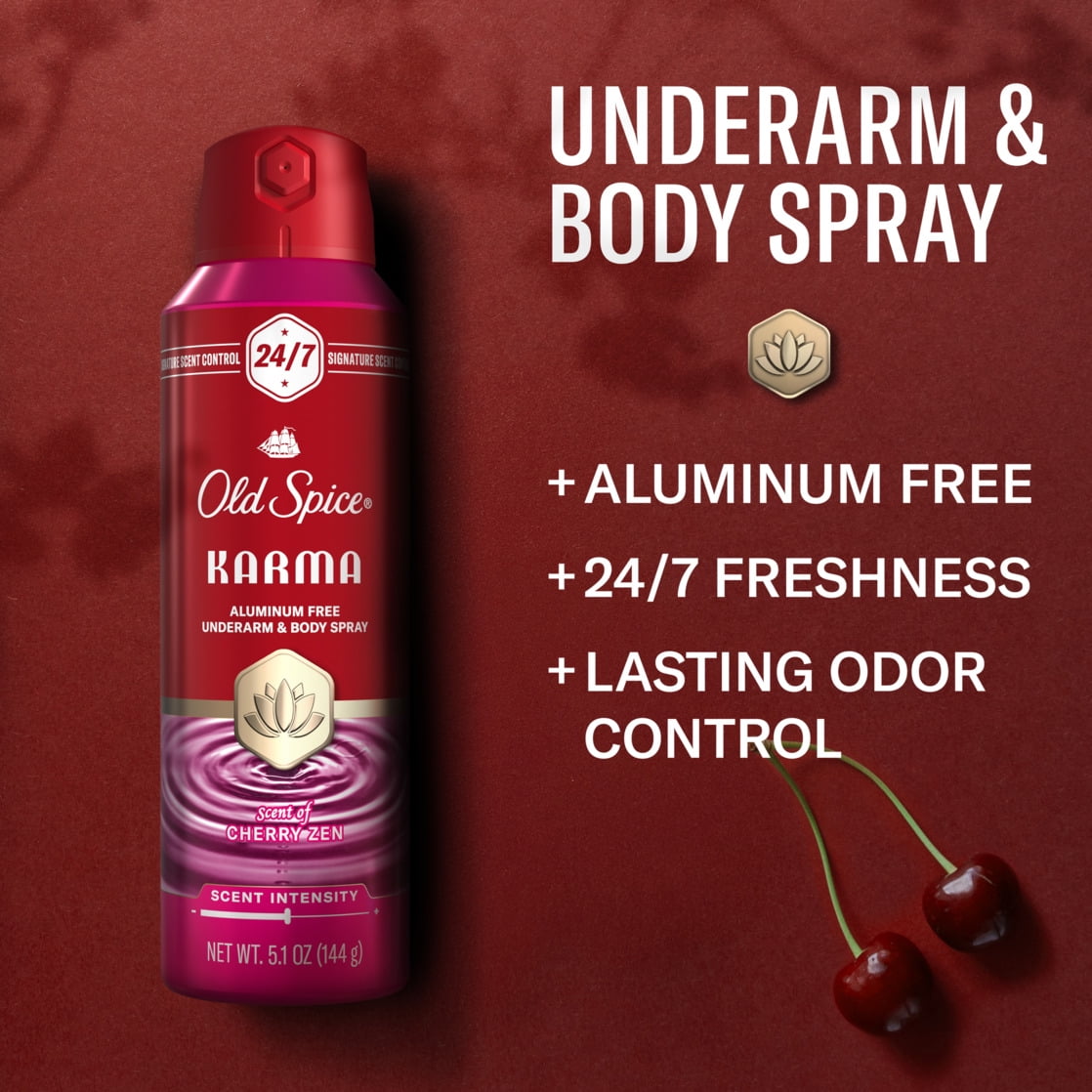 Old Spice Red Collection Body Spray for Men, Karma Scent, 5.1oz
