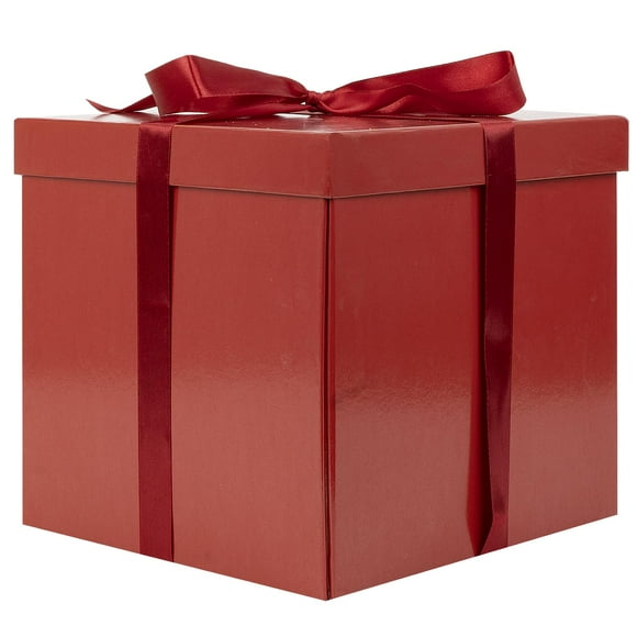 Caja de regalo Jaywayang, 25 cm, roja, grande, con cinta en la tapa