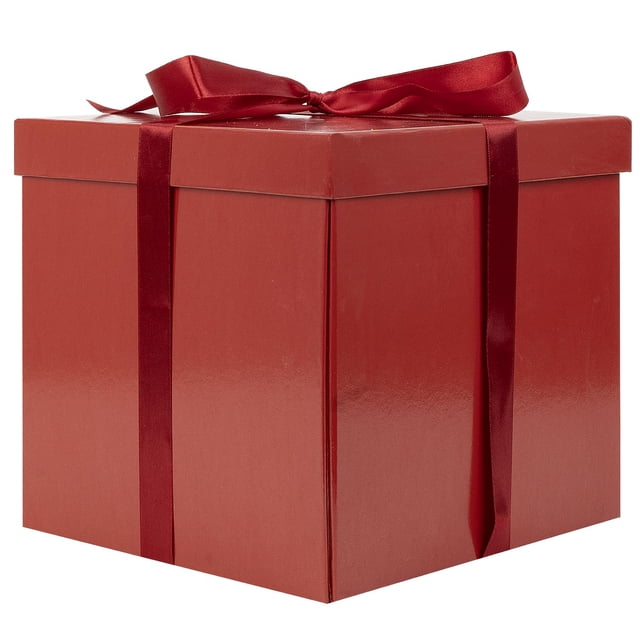 Caja de regalo Jaywayang, 25 cm, roja, grande, con cinta en la tapa