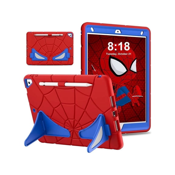 Kids Case for iPad 10.2 Inch 2021 2020 2019, 9th/8th/7th Generation, Heavy Duty Shockproof Rugged Protective Cover with pencil holder, Kickstand