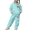 thumbnail image 7 of LRen Kids Sweatsuit Girls Valentines Bowknot Print Crew Neck Long Sleeve Active Hoodie Pullover Top and Long Sweatpants Set Lightweight Fall Kids 2pcs Outfits, 7 of 7