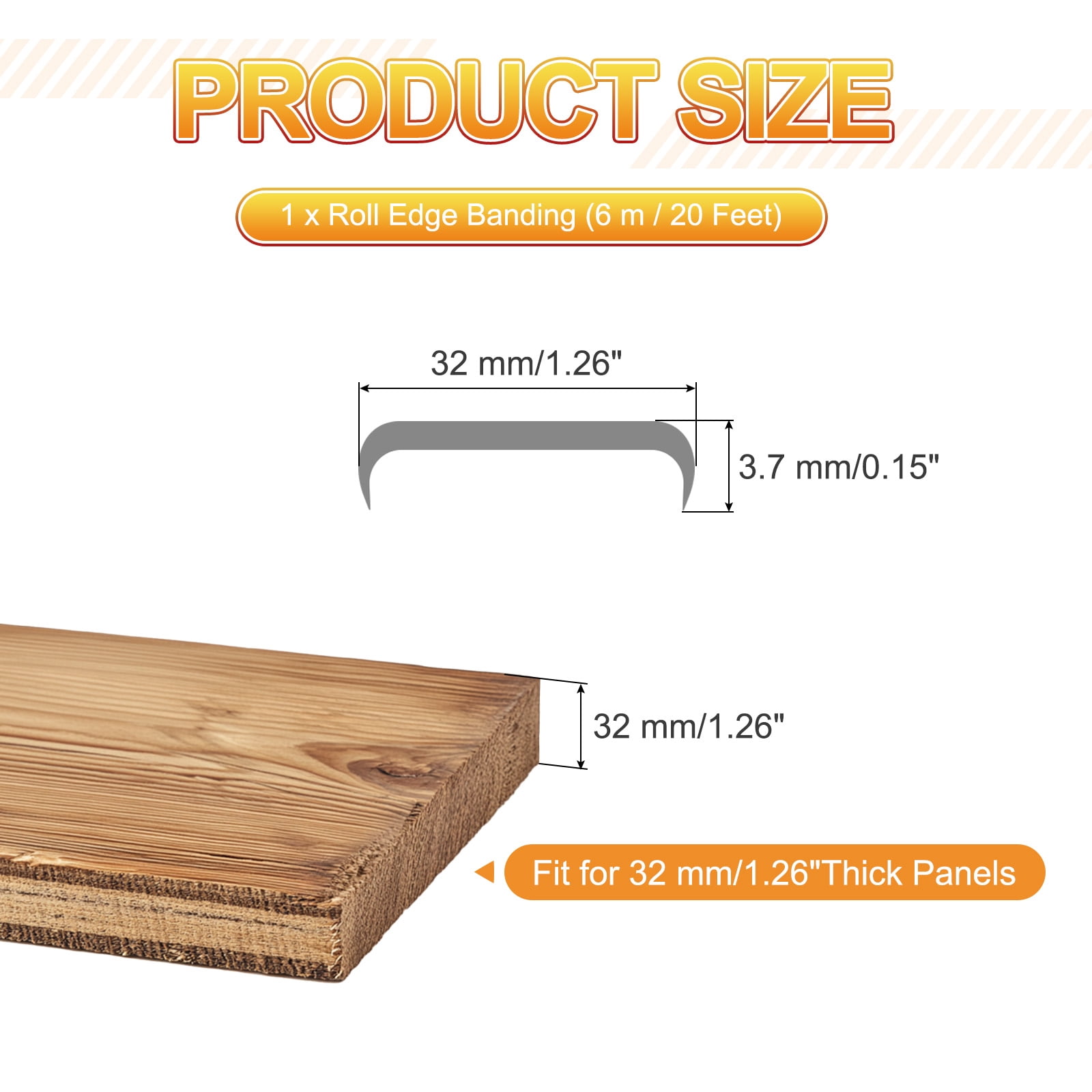 Uxcell TPE U-Shape Edge Banding Self Adhesive Flexible Veneer Edging Trim Furniture Edge Protector for Shelf Cabinet Table Gray 1-1/4 Inch x 20ft