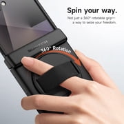 Suritch Phone Case for Samsung Galaxy Z Flip 7 with Rotatable Hand Grip, Kickstand and Screen Protector, Rugged Shockproof Protective Cover, Black