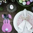 thumbnail image 5 of Eky Ensemble de 4 Porte-Couverts de Pâques Ufs de Pâques en Forme de Lapin avec Queue et Mini Nœud, Résistant à l'Usure, Texture Délicate Adorable, Housse de Couverts Décorative, Décoration de Table de Pâques, 5 of 5