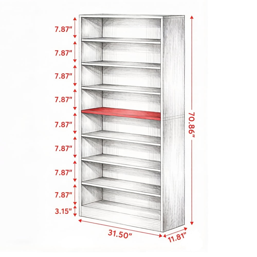 Minimalist Storage Bookshelf, E1 Particle Board Display Cabinet with Anti-Tip Device & Non-Slip Pads, Space-Saving Organizer for Living Room Bedroom Office