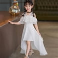 thumbnail image 4 of EnJoCho Kids Girls High-Lo𝗐 Chiffon Dress V-Neck Ruffl𝖾 Sleeve Fl𝗈wy Skirt for Birthday Wedding Maxi Gown 5-14 Years Teen Short Sleeve Casual Dress, 4 of 8