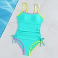 thumbnail image 5 of Shadoumai One Piece Swimsuit for Girls 9-10 Cutout Waist Tankini Set Quick Dry Tropical Print Girl Bathing Suit Summer Girl's Swimwear Stripe Double Straps, 5 of 5