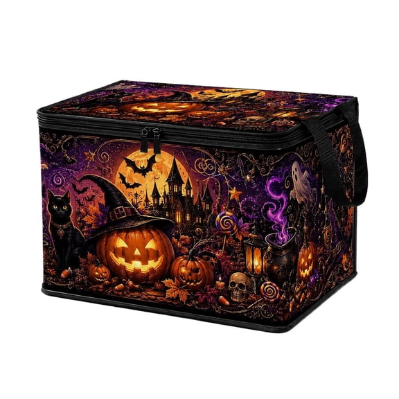 Halloween Basket, Foldable Spooky Party Box, Large Capacity With Handle
