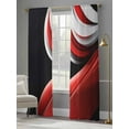 thumbnail image 4 of Abstract Stitching Sheer Curtains 84 Inches Long 2 Panels Black Red Gary Water Ripple Stripe Light Filtering Semi Sheer Window Curtains Drapes for Bedroom Living Room 52"x84", 4 of 7