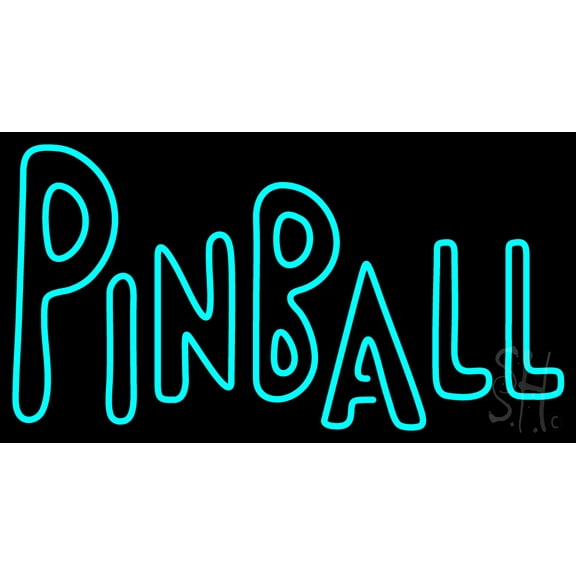 Double Stroke Pinball LED Neon Sign 13 x 24 - inches, Black Square Cut Acrylic Backing, with Dimmer - Bright and Premium built indoor LED Neon Sign for wall décor, arcarde, and storefront.
