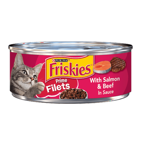 Friskies Wet Cat Food, Prime Filets With Salmon & Beef in Sauce - (24) 5.5 oz. Cans