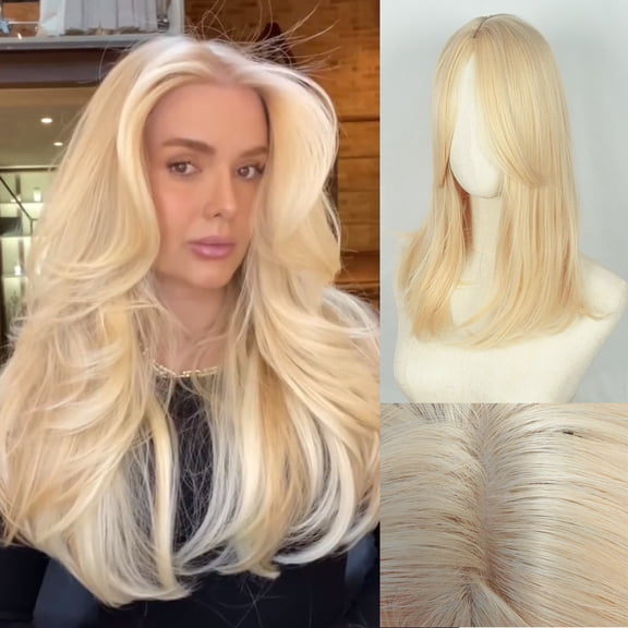 suxuMhao Wig, Light Blonde Hair Replacement Piece, 20 IN Straight Synthetic Wig, Natural Looking Headband Wig with Secure Clip-In, 1 Piece Top Wigs for Hair Volumizing