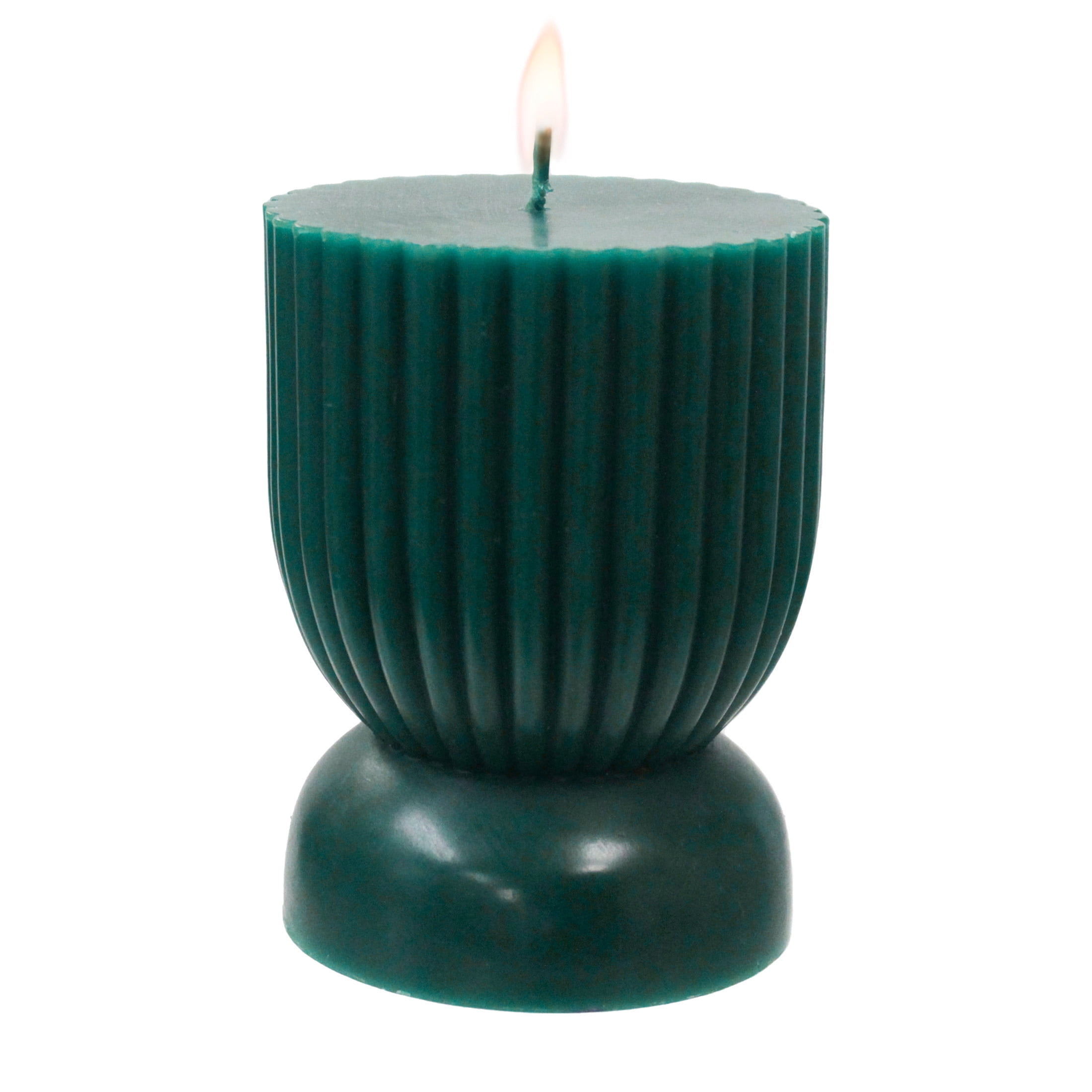 Better Homes & Gardens Unscented Ribbed Pillar Candle, 3x4 Inches, Green