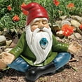 thumbnail image 1 of Estatuas de decoración de gnomo de jardín, divertidos gnomos de jardín al aire libre, gnomo en silla con luz solar, adornos de césped, decoración para patio al aire libre, patio, porche, regalos de d TUNC Sencillez, 1 of 5