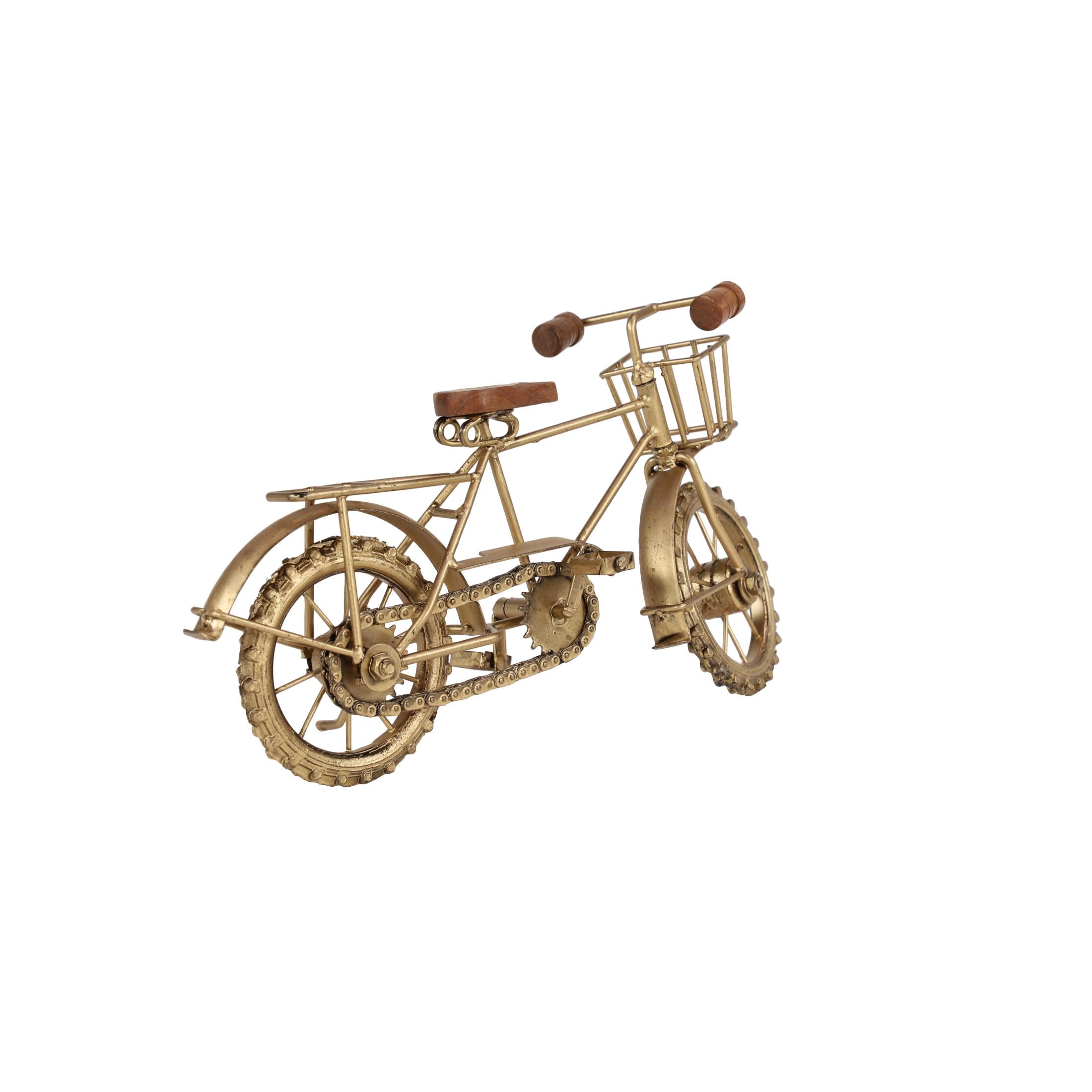 14" x 8" Gold Metal Bike Sculpture, by DecMode