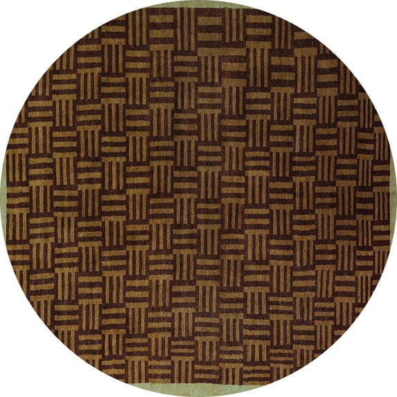 Ahgly Company Indoor Round Abstract Light Blue Modern Area Rugs, 4' Round