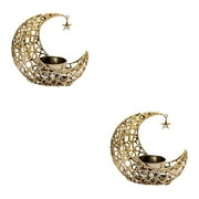 2pcs Metal Hollow Candle Holder Exquisite Moon Shaped Candleholder Adornment