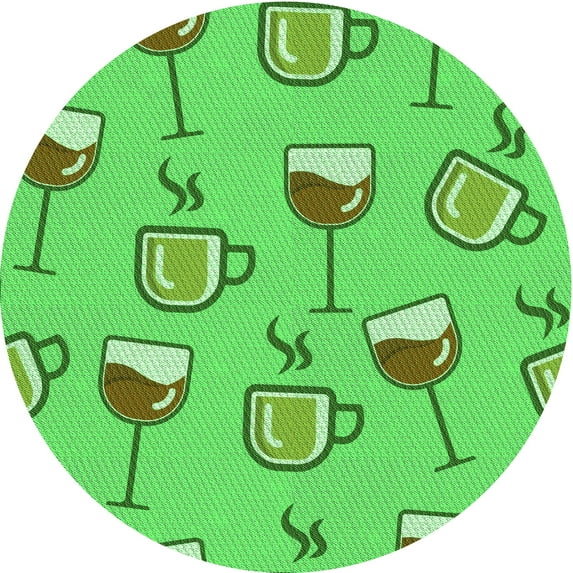 Ahgly Company Machine Washable Indoor Round Transitional Neon Green Area Rugs, 4' Round