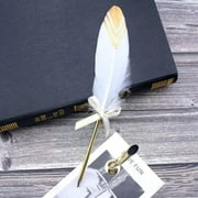 1pc Retro Feather Ballpoint Pen European Style Christmas Gifts Writing Tool Golden Feather Pen Novelty Stationery Wedding Decor F