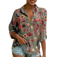 thumbnail image 1 of Sonducket Blusa informal con botones de manga larga y estampado de gasa para mujer Prendas para la parte del cuerpo Gris METRO, 1 of 6