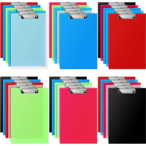 30 Pieces Clipboards, Plastic Clipboards with Low Profile Clip A4 Letter Size Cute Clip Boards Holds 100 Sheets for Home Office Classroom Supplies, 12.5 x 9 Inch (Classic Style)