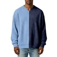thumbnail image 2 of Cozyvia Men's Patchwork Sweatshirts Solid Vertical Striped Shirts Long Sleeve V Notch Neck Top Ribbed Brushed Workout Shirt Casual Fit Thermal Comfy Plain Shirts - Sky Blue S, 2 of 5