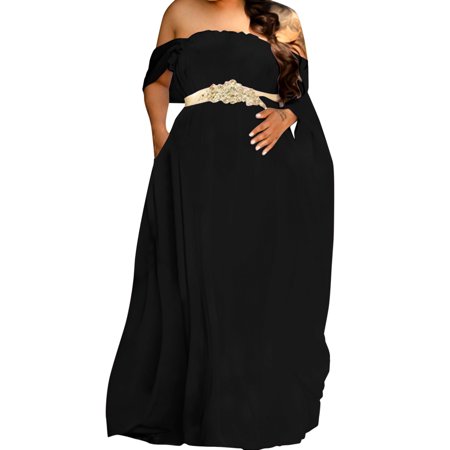 

Quealent Maternity Dress Summer Maternity Clothes Feeding Dress Supplier Maternity Dress Women Lace Shoulders Half Circle Black Medium