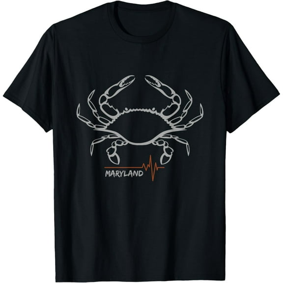 Retro Maryland State Crab Graphic Heartbeat Men T-Shirt