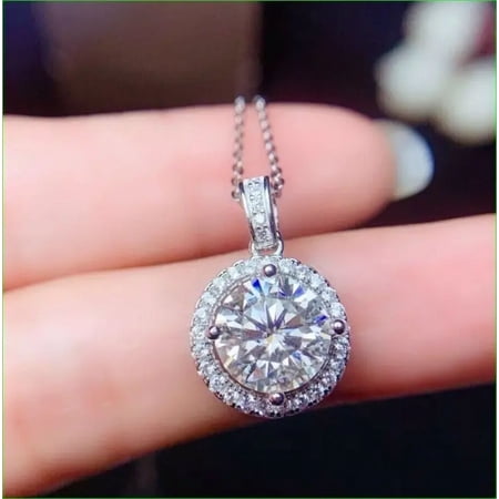 Radiant 2Ct Round Cut Simulated Diamond Halo Women's Pendant in 14K White Gold Plated – Elevate Your Elegance