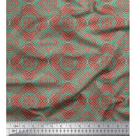 Soimoi Rayon Fabric Quarterfoil Geometric Print Fabric by Yard 56 Inch Wide