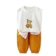 thumbnail image 2 of FSYBOA Girls Outfit Set, 2Piece Sleeveless Summer Holiday Tank Tops and Shorts Set Yellow Size 8T, 2 of 6